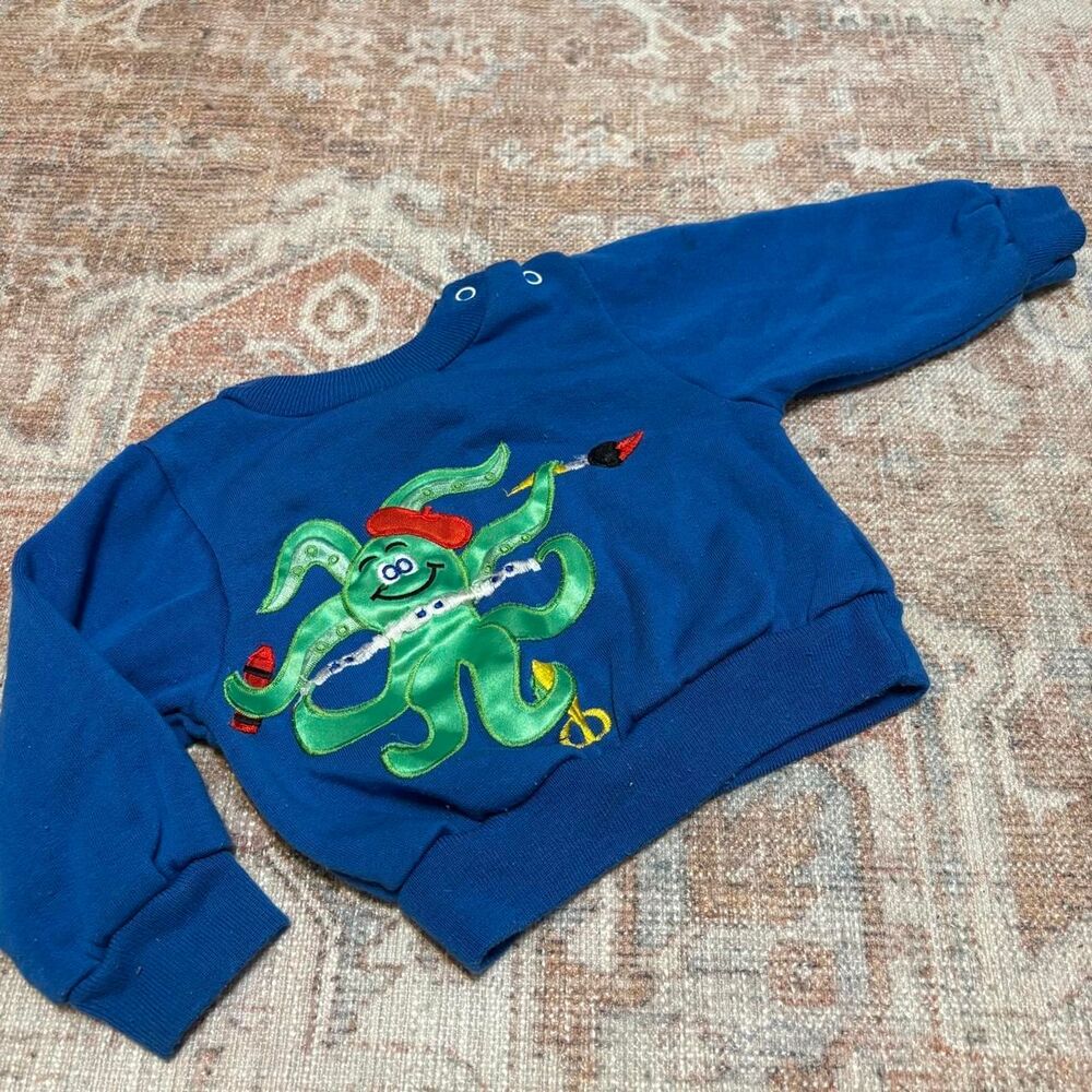 Y2K Vintage Embroidered Octopus Sweater • 18 Months